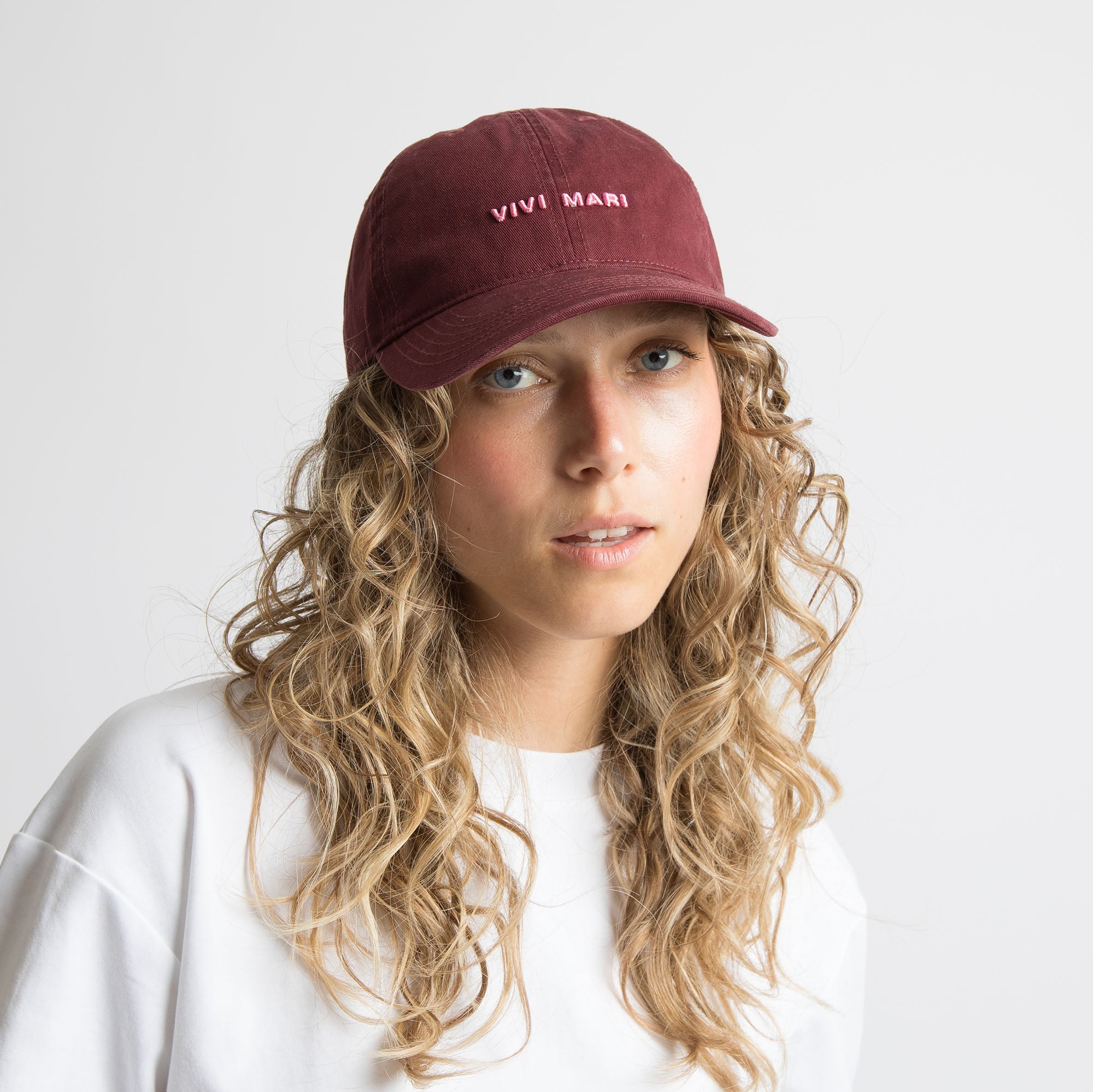 Cap solid wine red/soft pink - VIVI MARI
