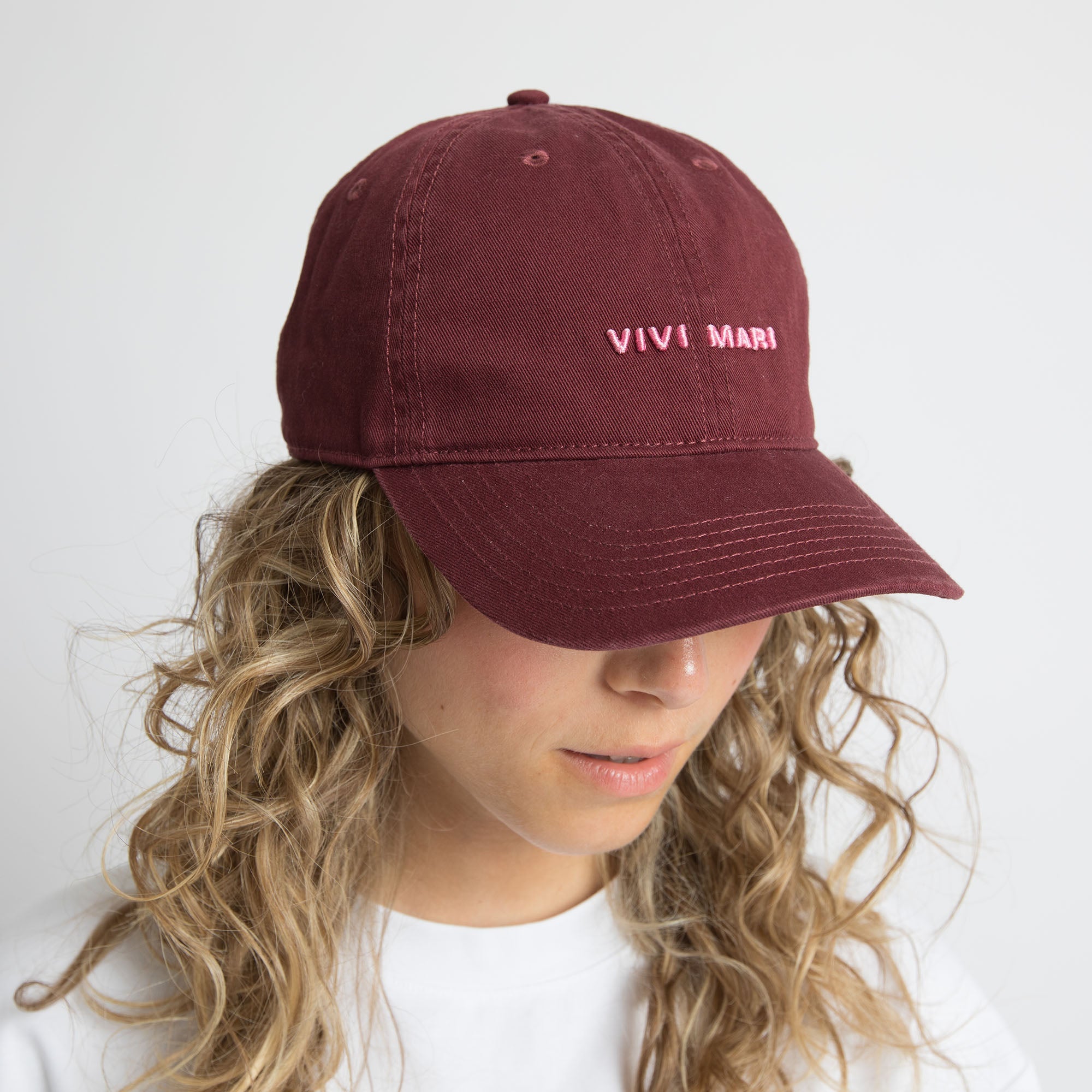 Cap solid wine red/soft pink - VIVI MARI