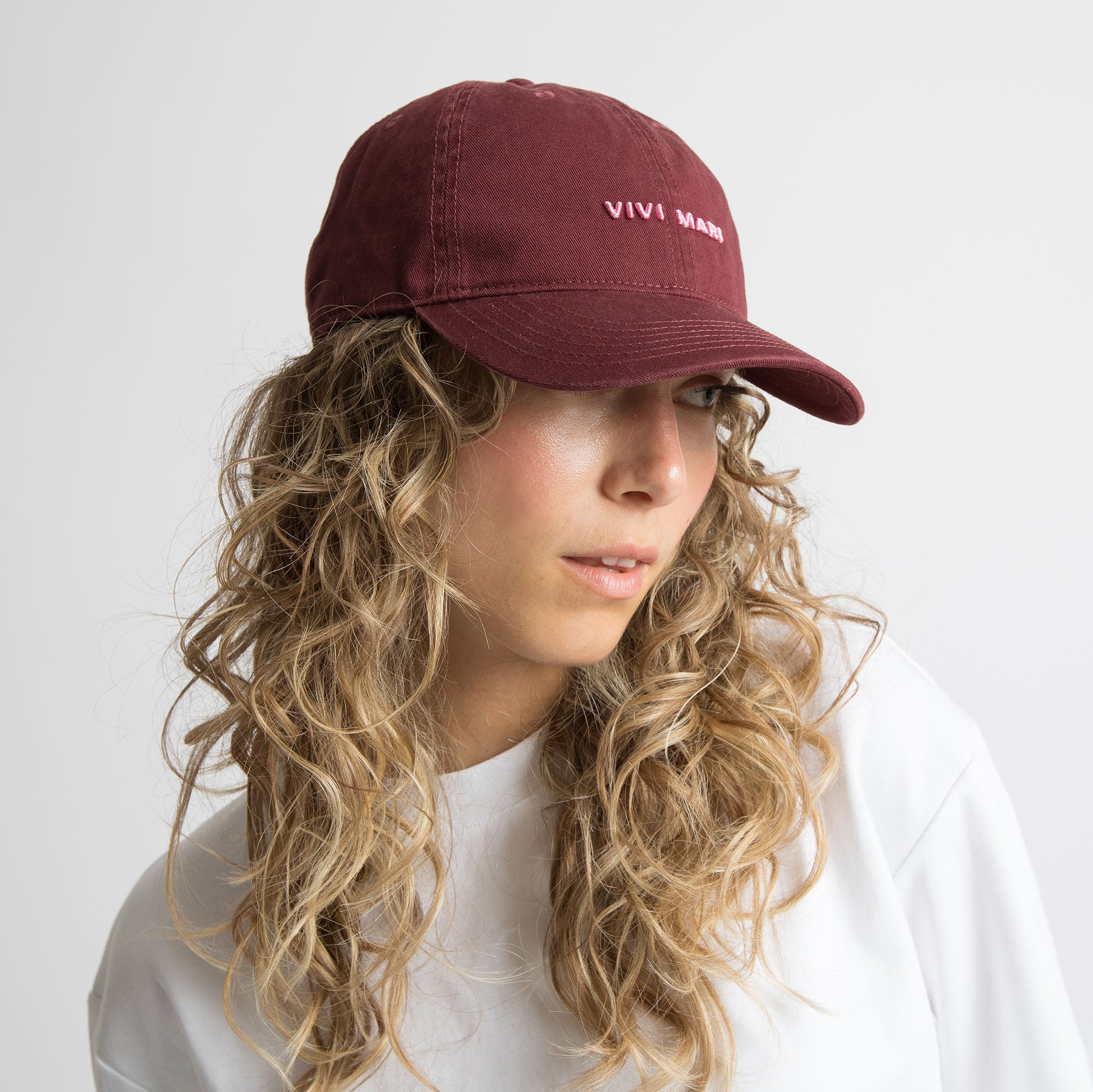 Cap solid wine red/soft pink - VIVI MARI