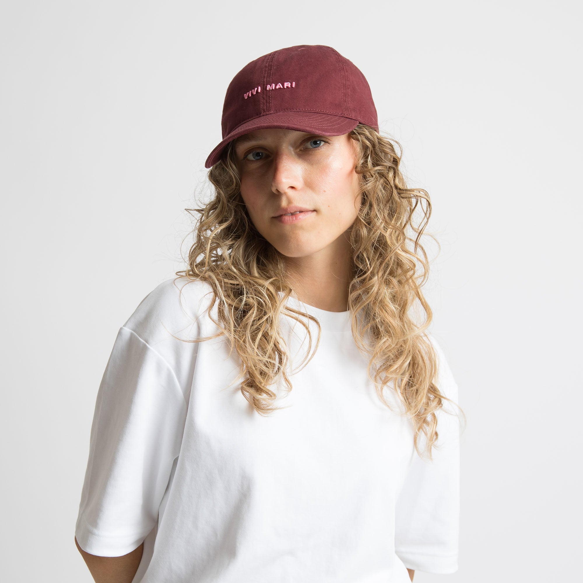Cap solid wine red/soft pink - VIVI MARI
