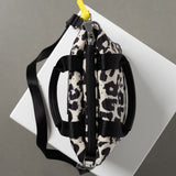 padded tote bag mini + strap basic woven slim - leo splashes black/sand - VIVI MARI