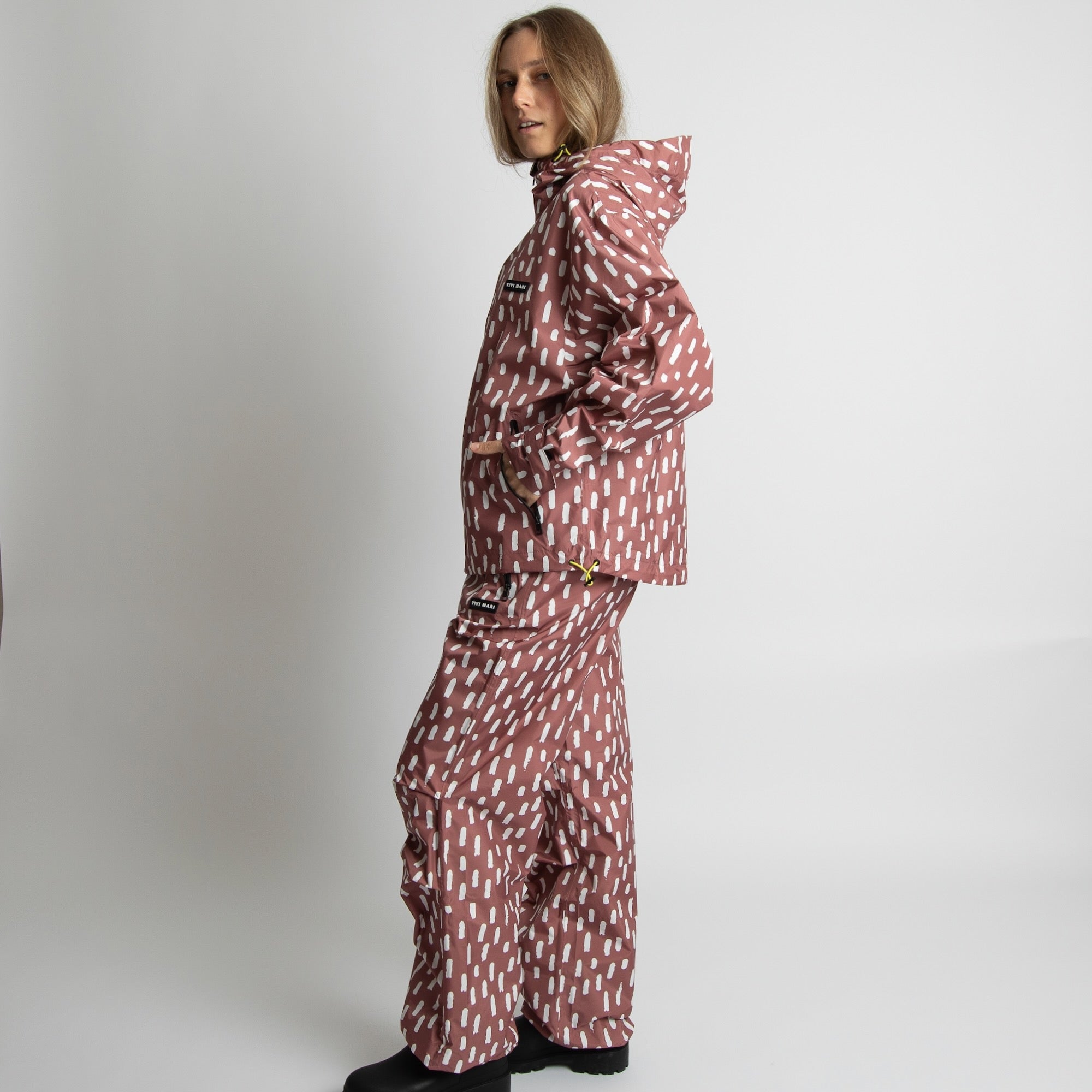 Rain Jacket drops mauve/white - VIVI MARI