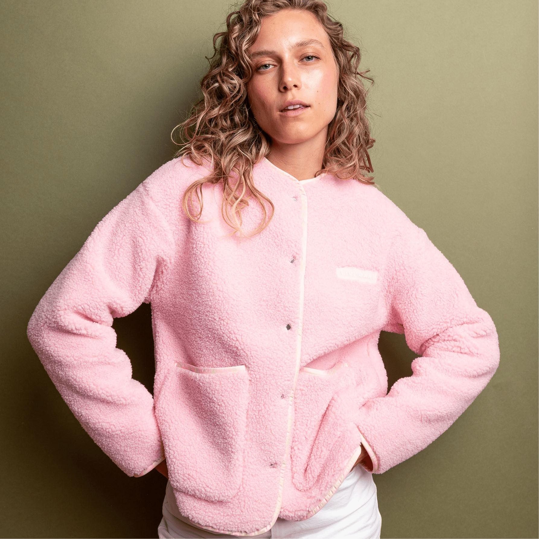 Teddy Fleece Jacket - candy pale pink - VIVI MARI