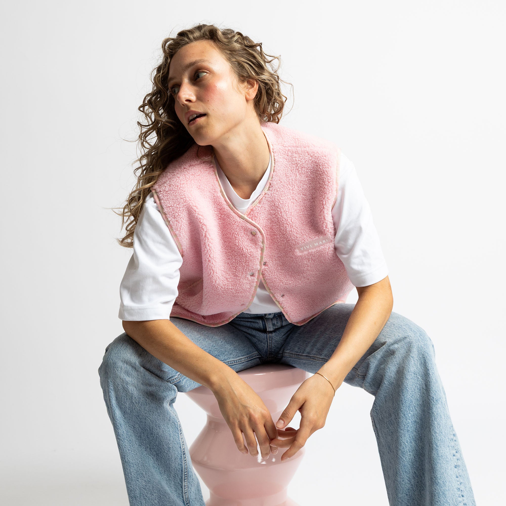 Teddy Fleece Vest - candy pale pink - VIVI MARI