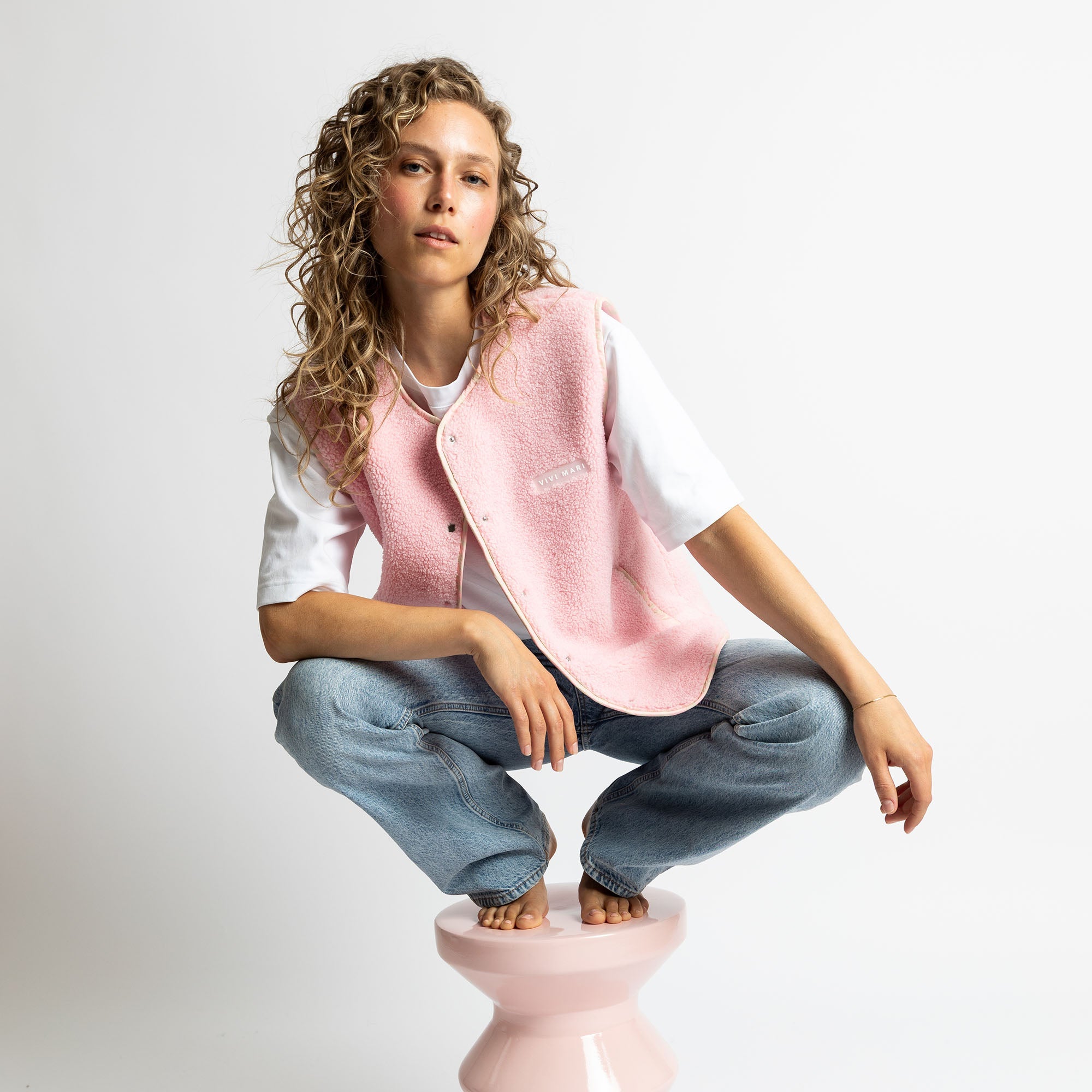 Teddy Fleece Vest - candy pale pink - VIVI MARI