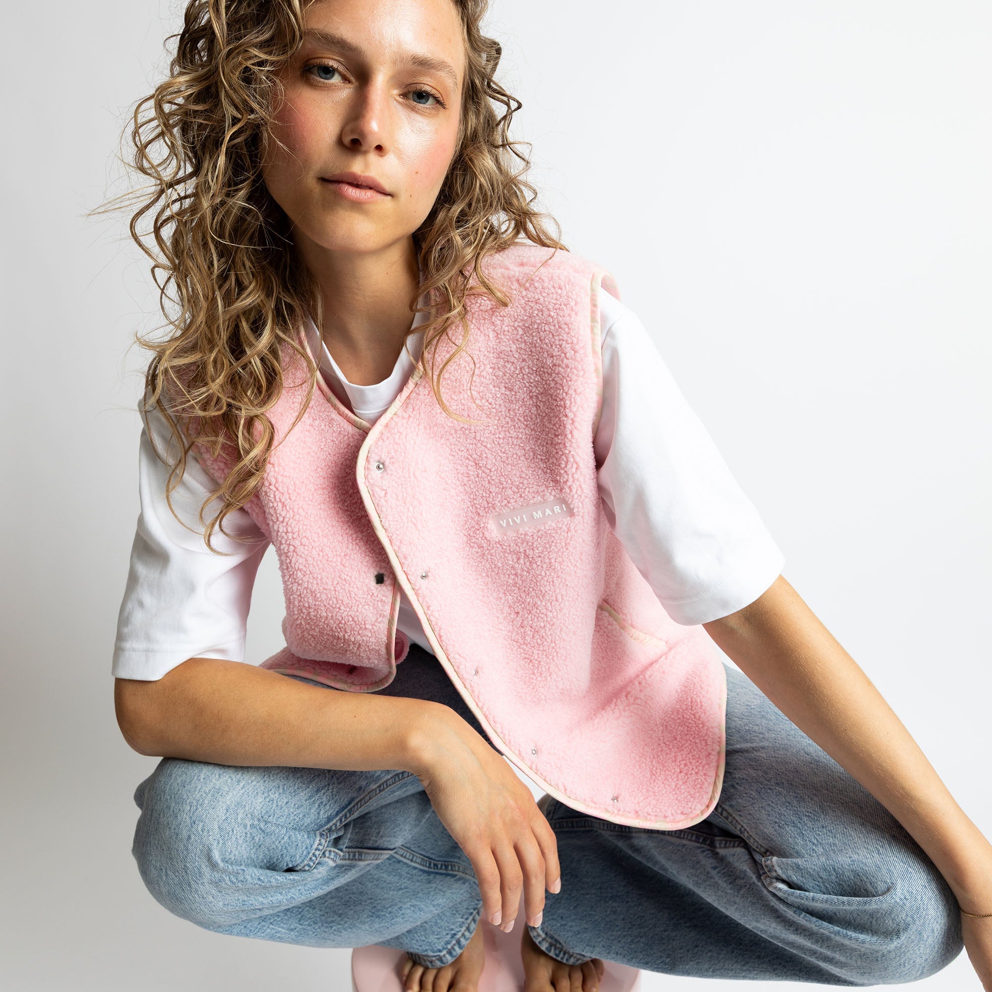 Teddy Fleece Vest - candy pale pink - VIVI MARI
