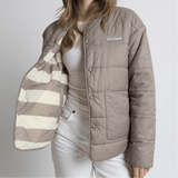 Ultra Light Puffer Jacket mushroom/bold stripes mushroom - sand - VIVI MARI