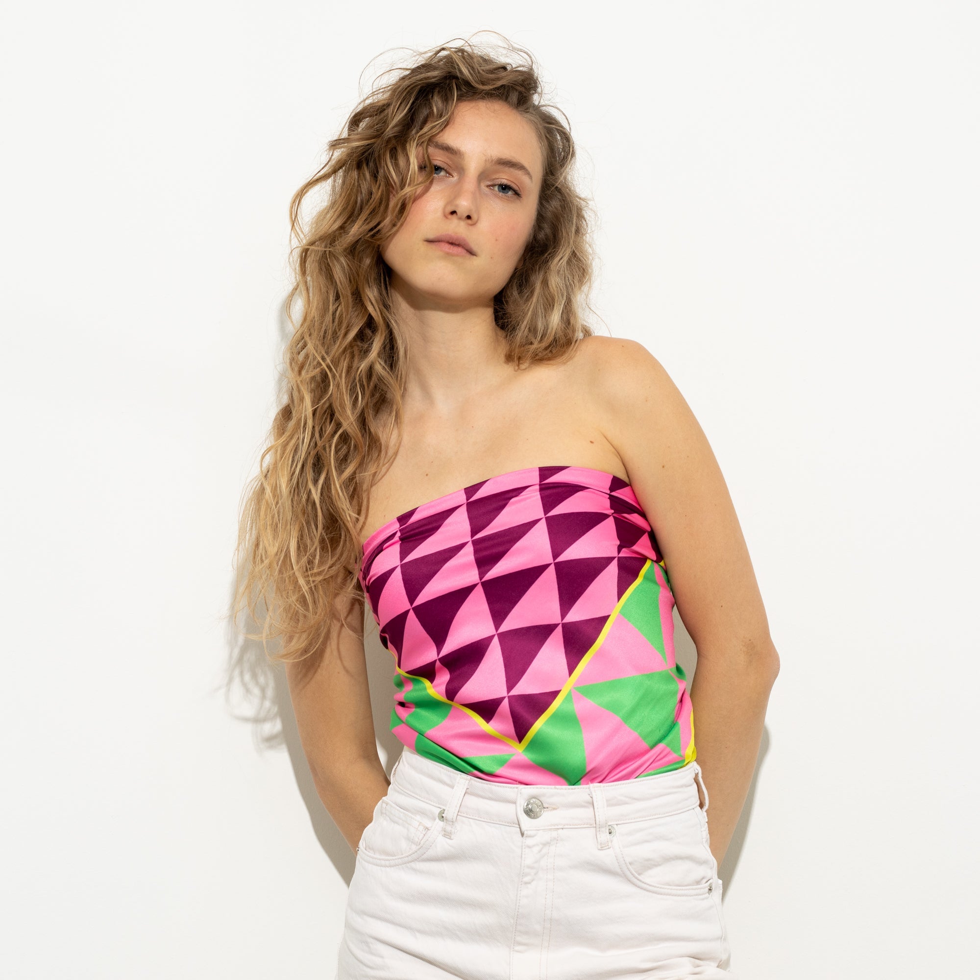 Scarf triangles - green/pink - VIVI MARI