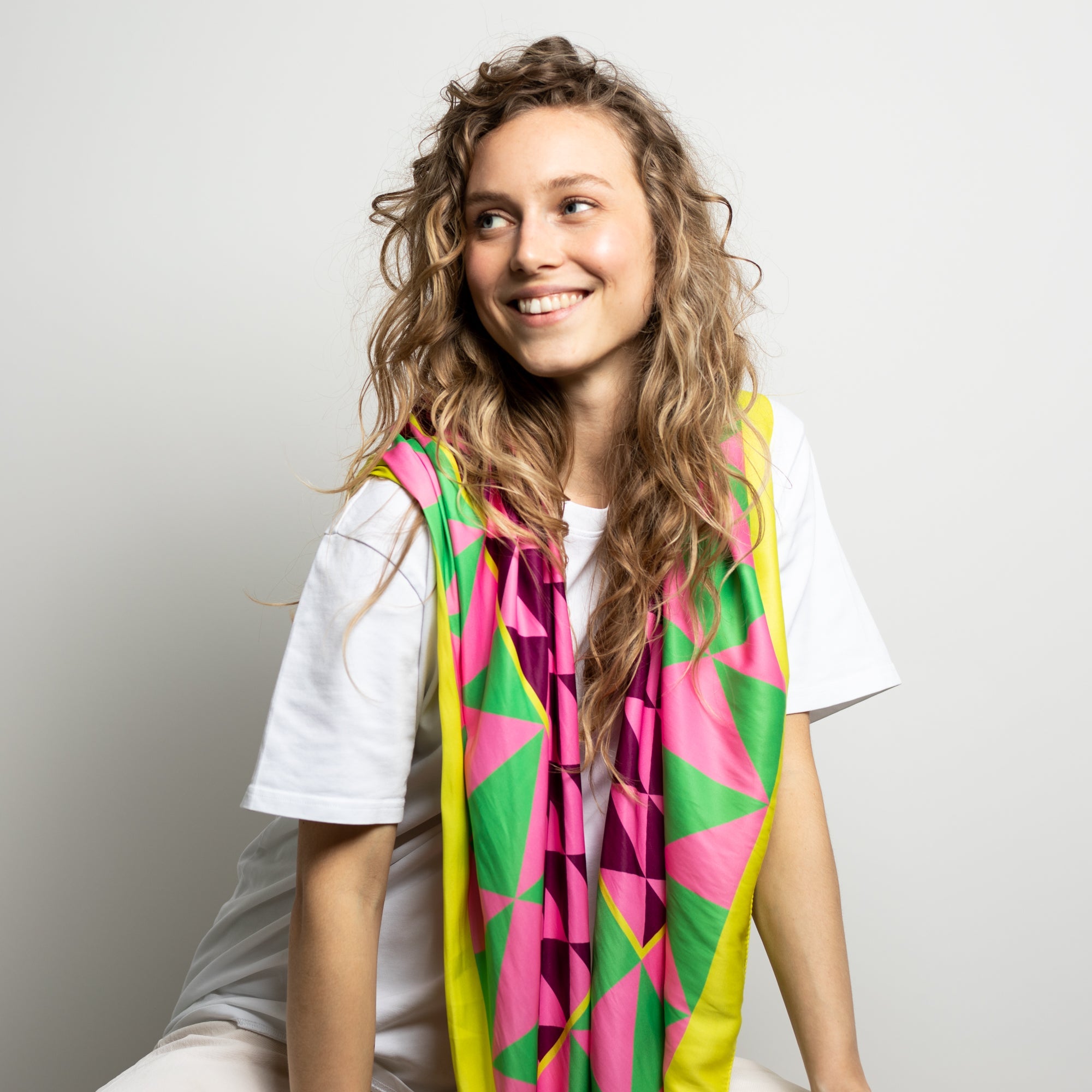 Scarf triangles - green/pink - VIVI MARI