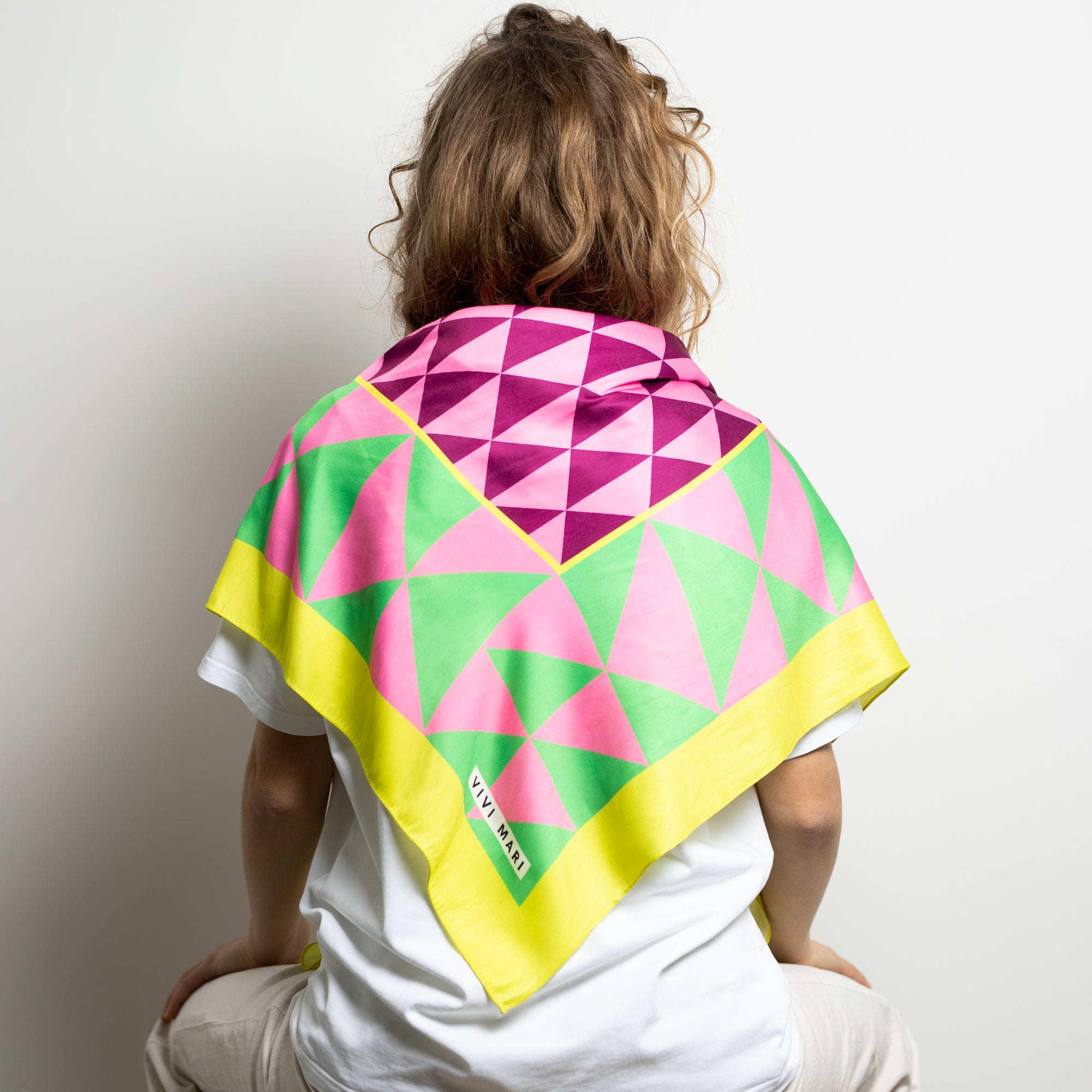 Scarf triangles - green/pink - VIVI MARI