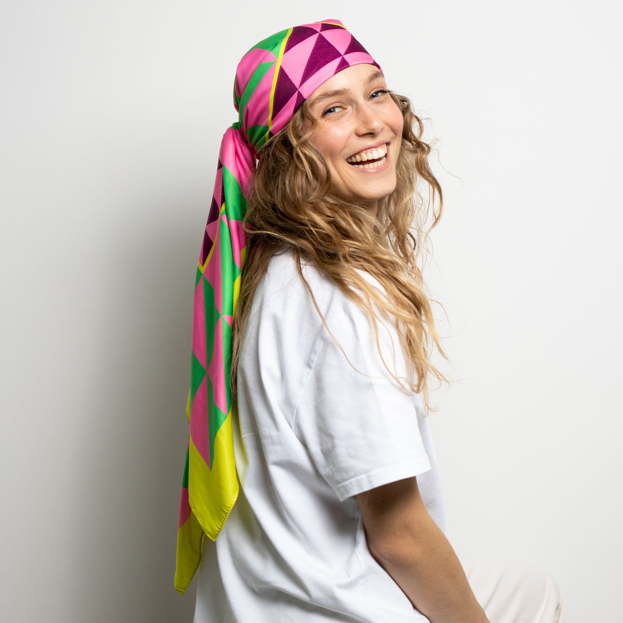 Scarf triangles - green/pink - VIVI MARI