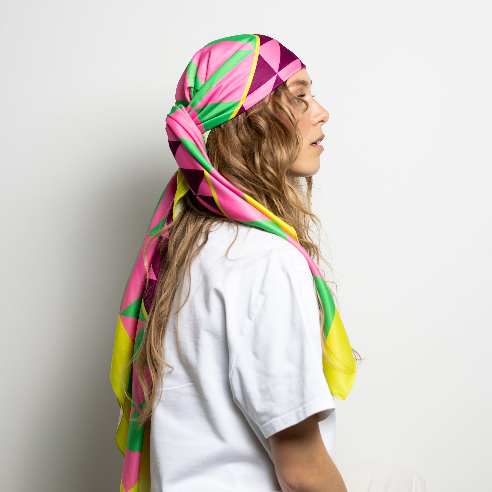 Scarf triangles - green/pink - VIVI MARI
