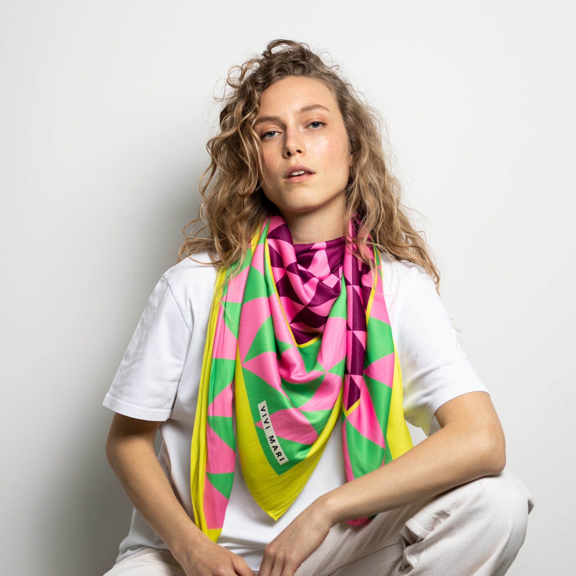 Scarf triangles - green/pink - VIVI MARI