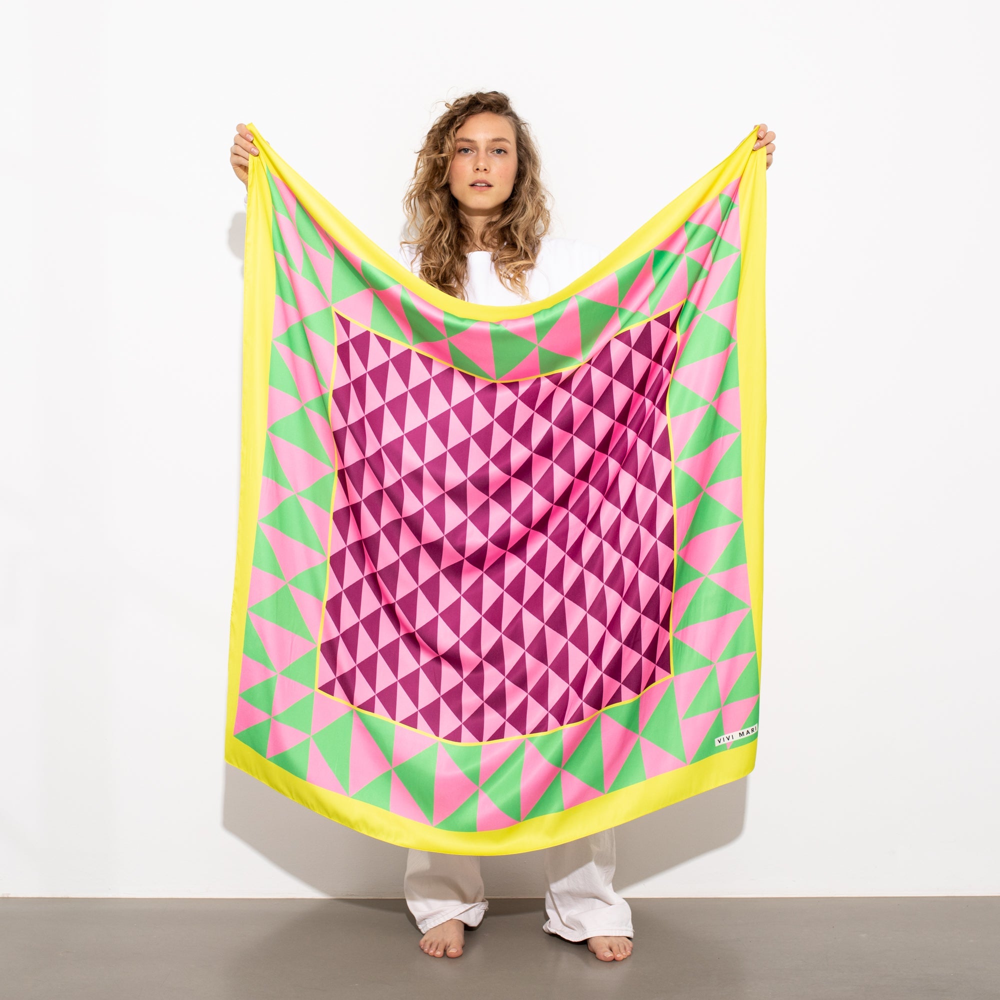 Scarf triangles - green/pink - VIVI MARI