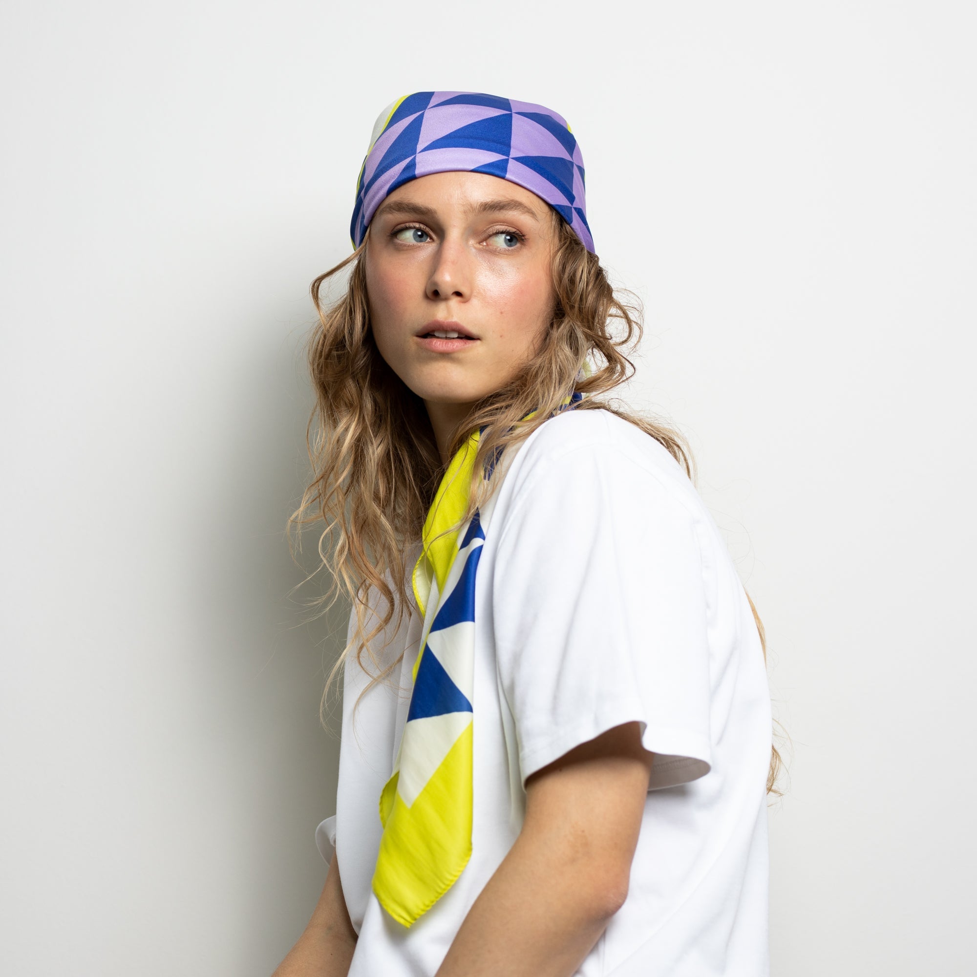 Scarf triangles - navy/lavender - VIVI MARI