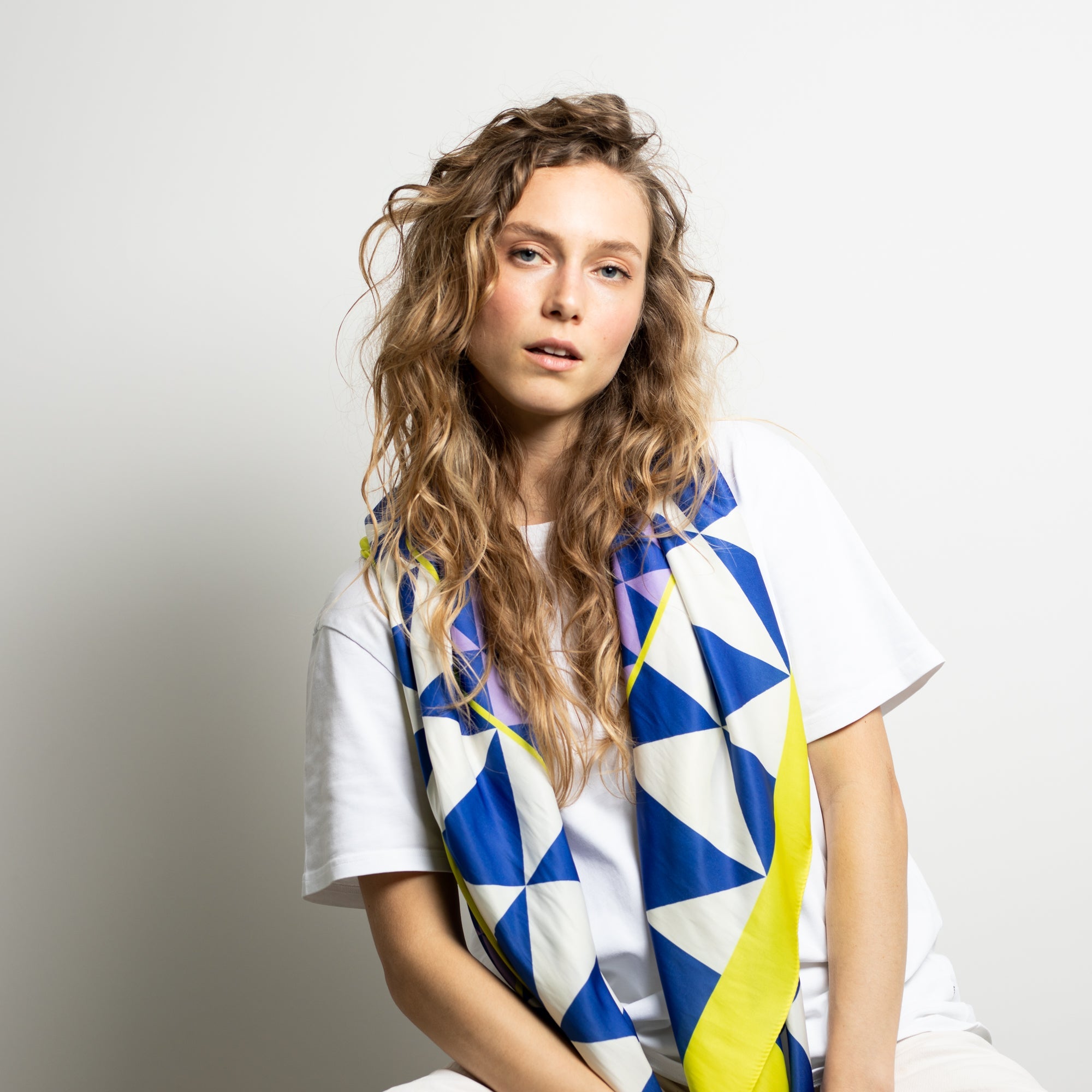 Scarf triangles - navy/lavender - VIVI MARI