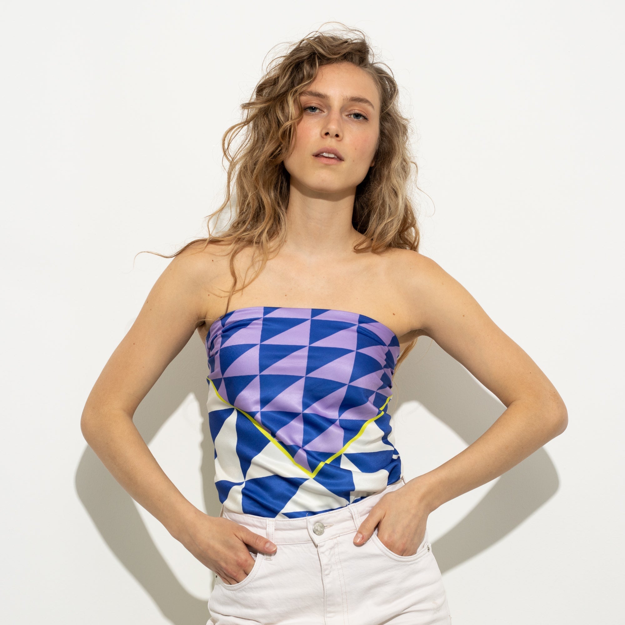Scarf triangles - navy/lavender - VIVI MARI