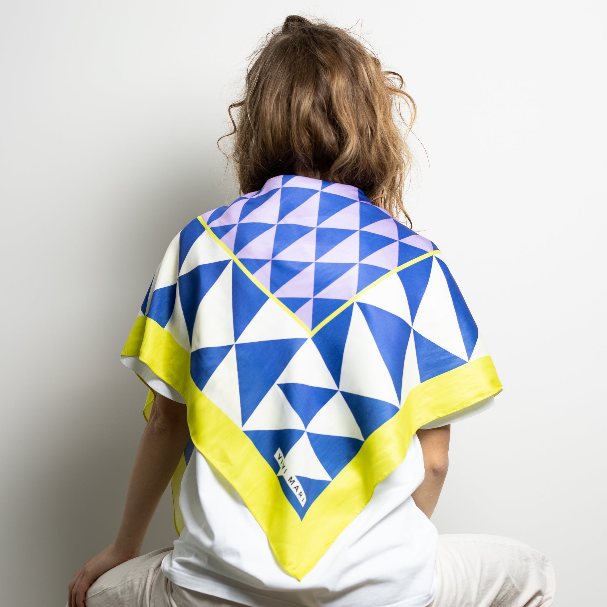 Scarf triangles - navy/lavender - VIVI MARI