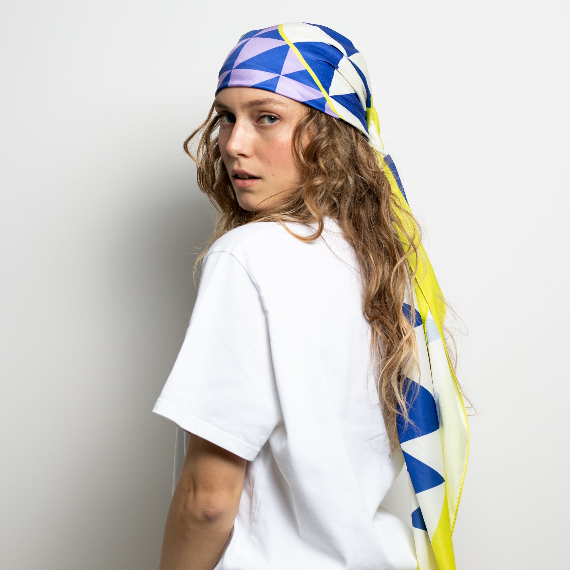 Scarf triangles - navy/lavender - VIVI MARI