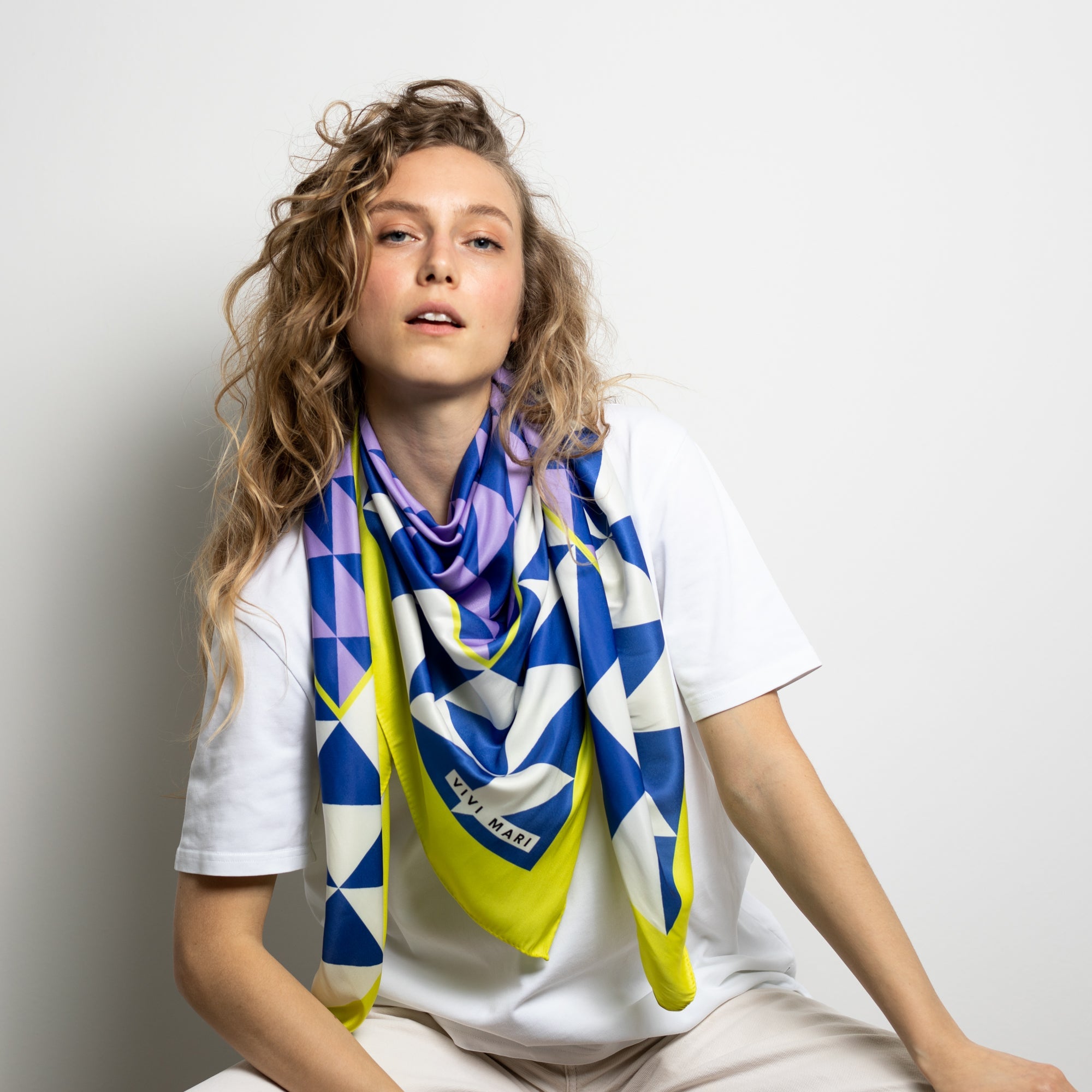 Scarf triangles - navy/lavender - VIVI MARI