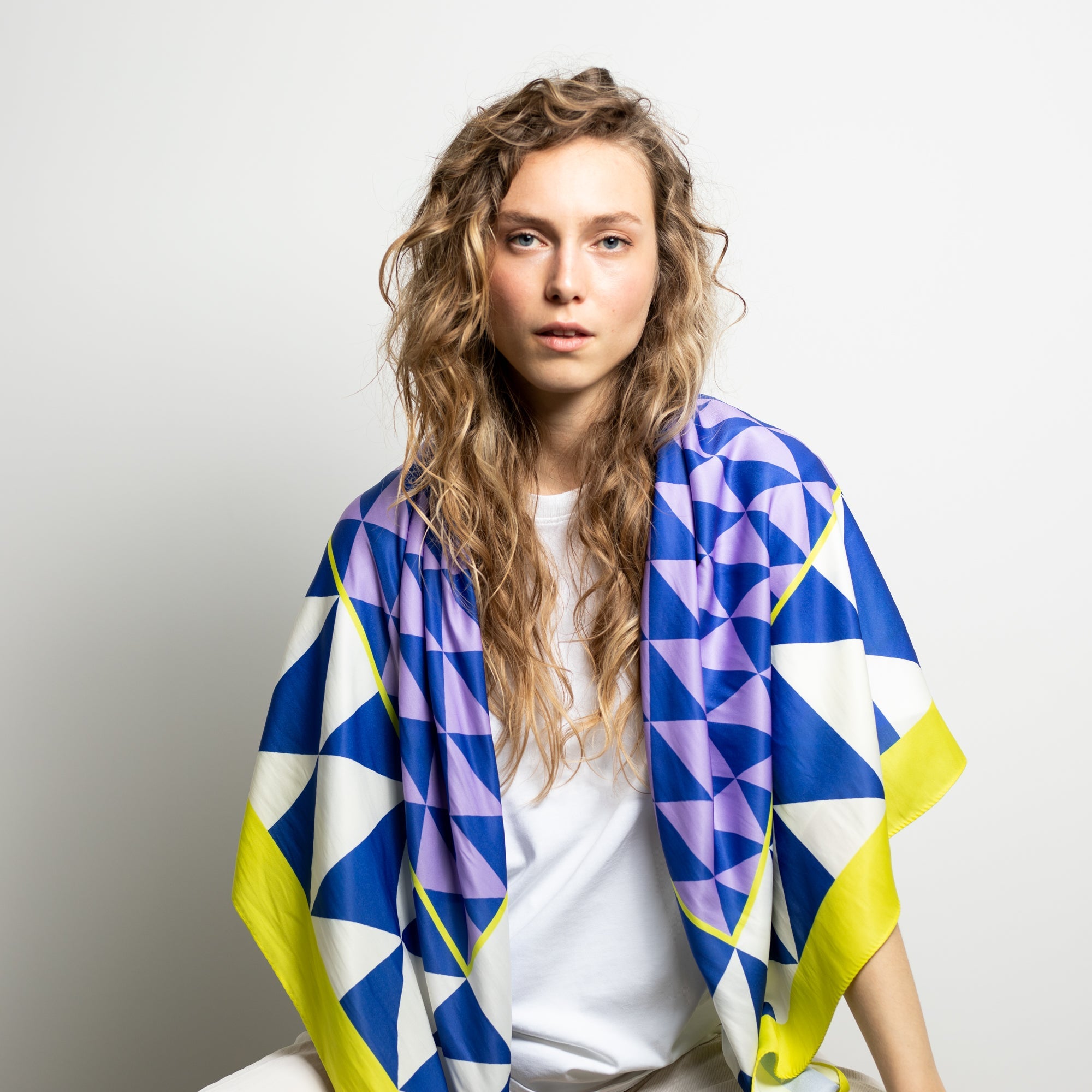 Scarf triangles - navy/lavender - VIVI MARI