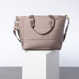 padded tote bag medium + strap basic woven slim - dark mushroom