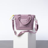 padded tote bag small + strap basic woven slim - ash plum