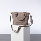 padded tote bag small + strap basic woven slim - dark mushroom