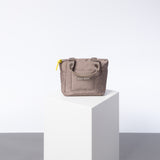 padded tote bag mini + strap basic woven slim - dark mushroom