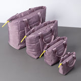 padded tote bag small + strap basic woven slim - ash plum