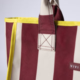 Carry All Bag - bold stripes wine red/sand