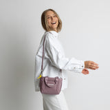 padded tote bag mini + strap basic woven slim - ash plum
