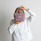 padded tote bag mini + strap basic woven slim - ash plum