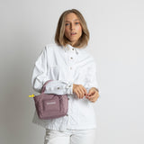 padded tote bag mini + strap basic woven slim - ash plum