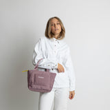 padded tote bag small + strap basic woven slim - ash plum