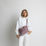padded tote bag small + strap basic woven slim - ash plum