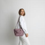 padded tote bag small + strap basic woven slim - ash plum