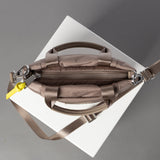 padded tote bag mini + strap basic woven slim - dark mushroom