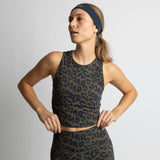 Activewear Top cropped leo splashes navy/olive