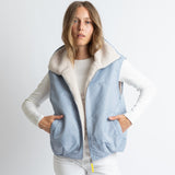 Reversible Bomber Vest - ash blue/sand