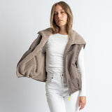 Reversible Bomber Vest - dark mushroom/mushroom