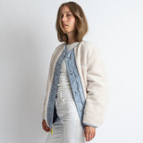 Reversible Bomber Jacket - ash blue/sand