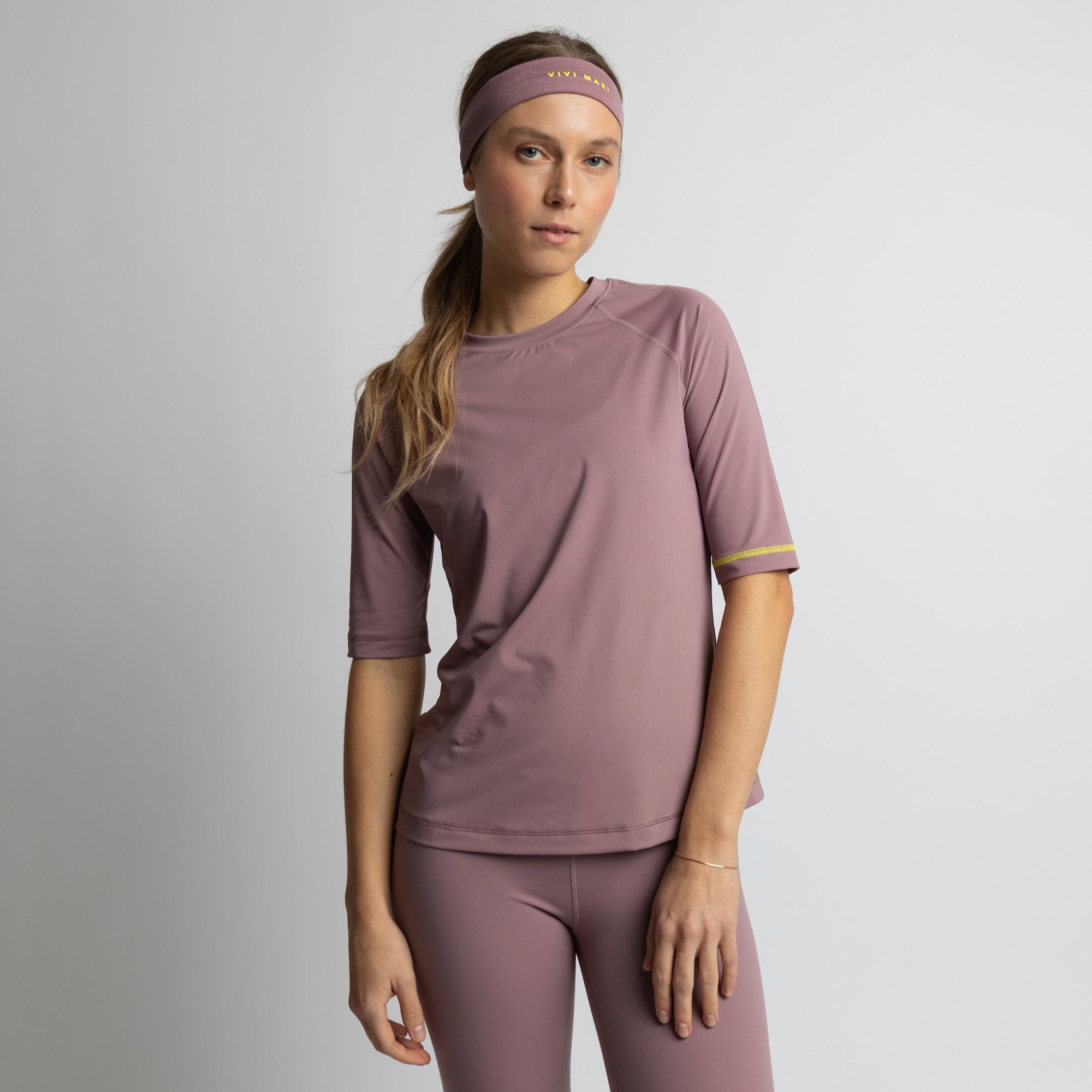 Activewear Half Sleeve T-Shirt ash plum - VIVI MARI