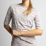 Activewear Half Sleeve T-Shirt leo splashes lavender/grey - VIVI MARI
