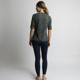 Activewear Half Sleeve T-Shirt leo splashes navy/olive - VIVI MARI