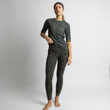 Activewear Half Sleeve T-Shirt leo splashes navy/olive - VIVI MARI
