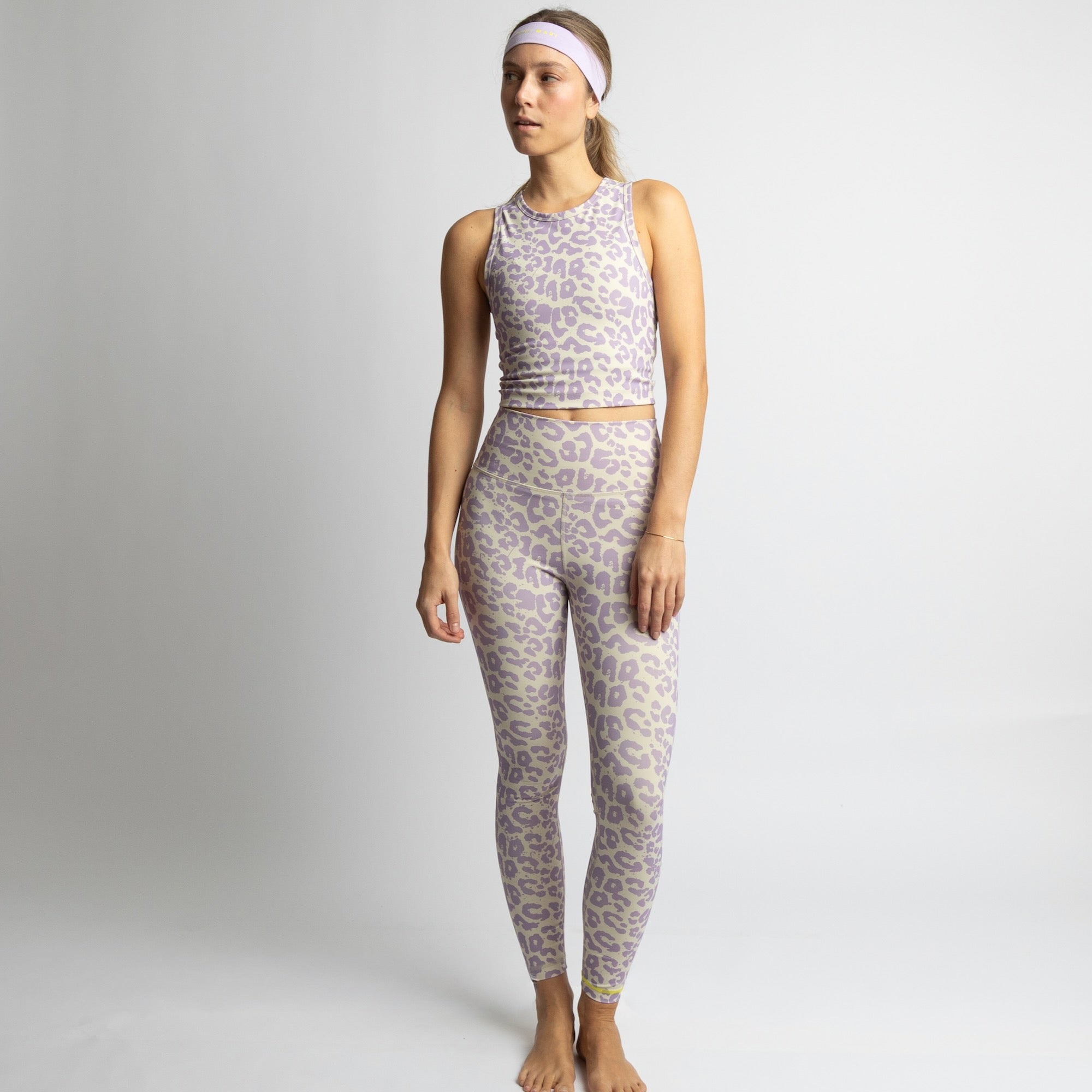 Activewear Top cropped leo splashes lavender/grey - VIVI MARI
