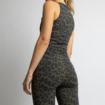 Activewear Top cropped leo splashes navy/olive - VIVI MARI