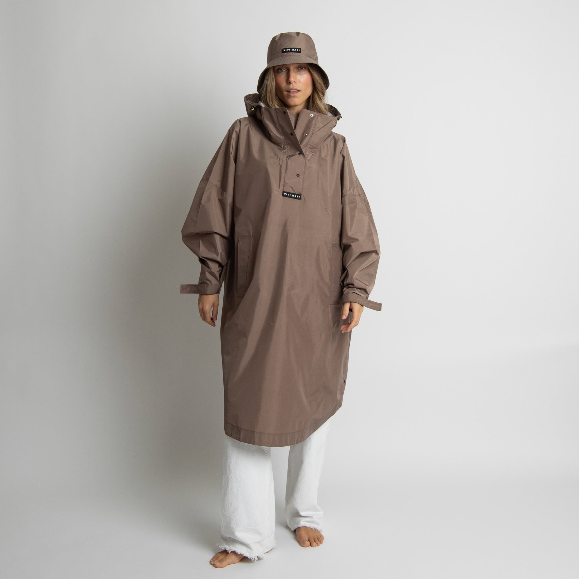 Bucket Hat solid dark mushroom - VIVI MARI