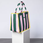 Carry All Bag - bold stripes green/rosé - VIVI MARI